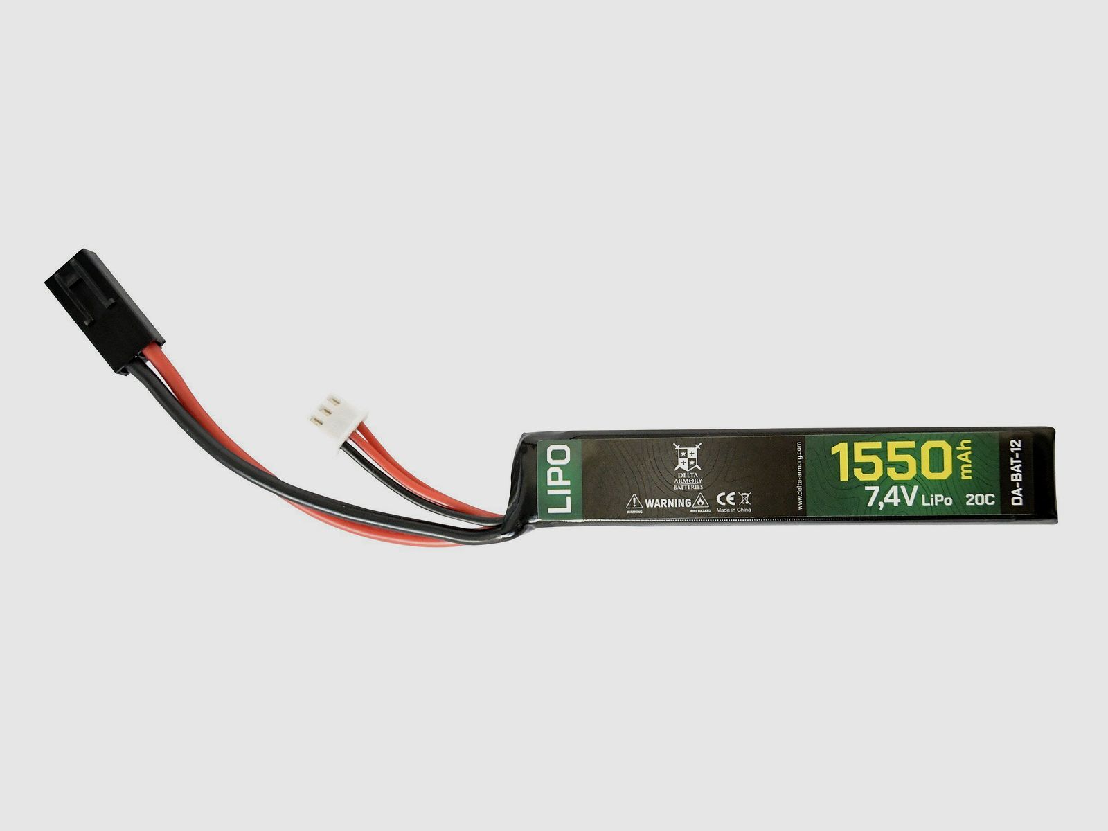 LiPo 7.4V / 1550mAh 20C Mini Tamiya (Stock Type) | Delta Armory