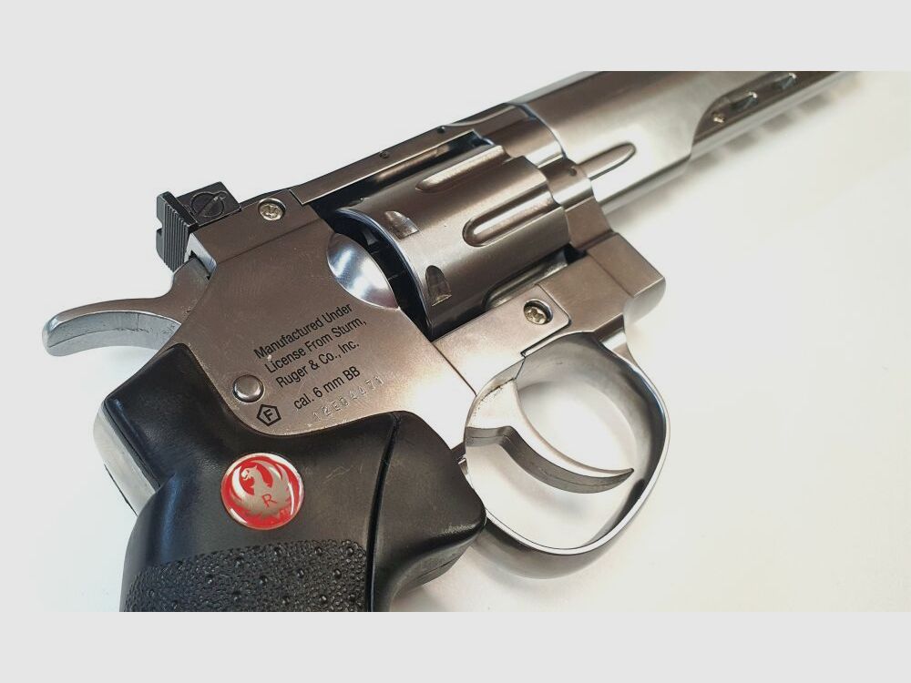 RUGER Airsoft CO₂ Ruger SuperHawk Chrome Finish, 6mm, Airsoft Revolver; F im Fünfeck - Defekt