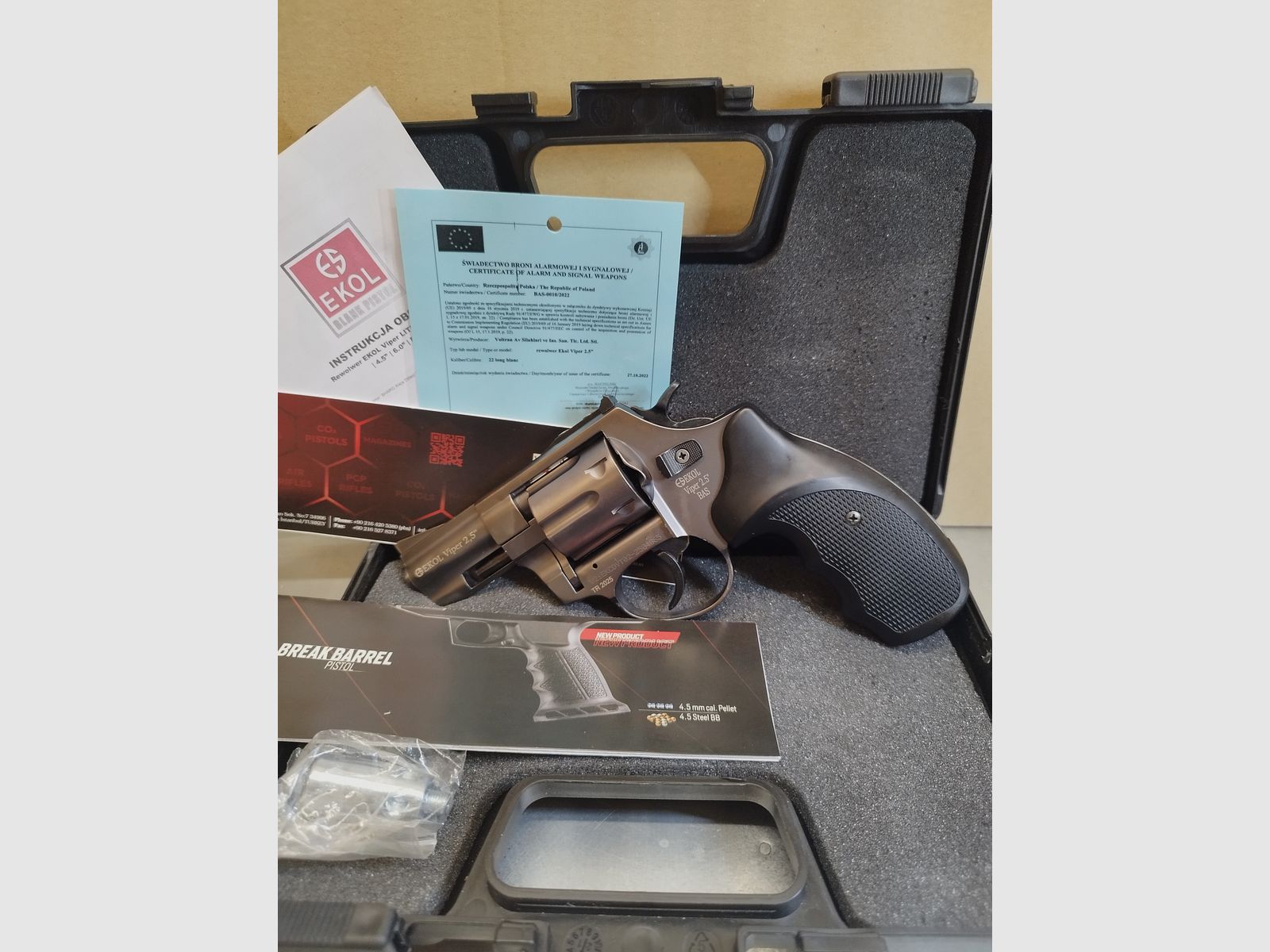 Ekol Viper 2,5" Schreckschuss Revolver Fume 22 lang Knall & 6mm Flobert!!