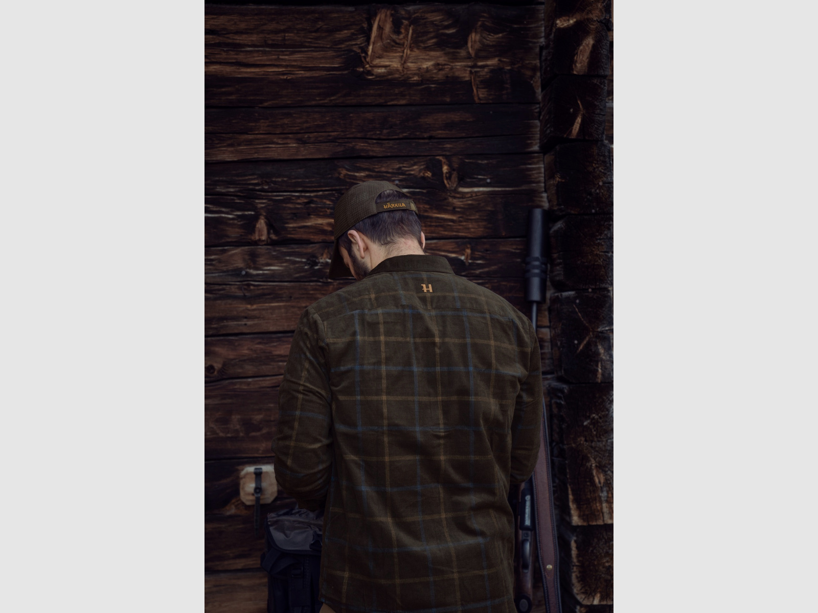 Camisa de cuadros de corduroy HÄRKILA Kaldfjord color marrón sombra