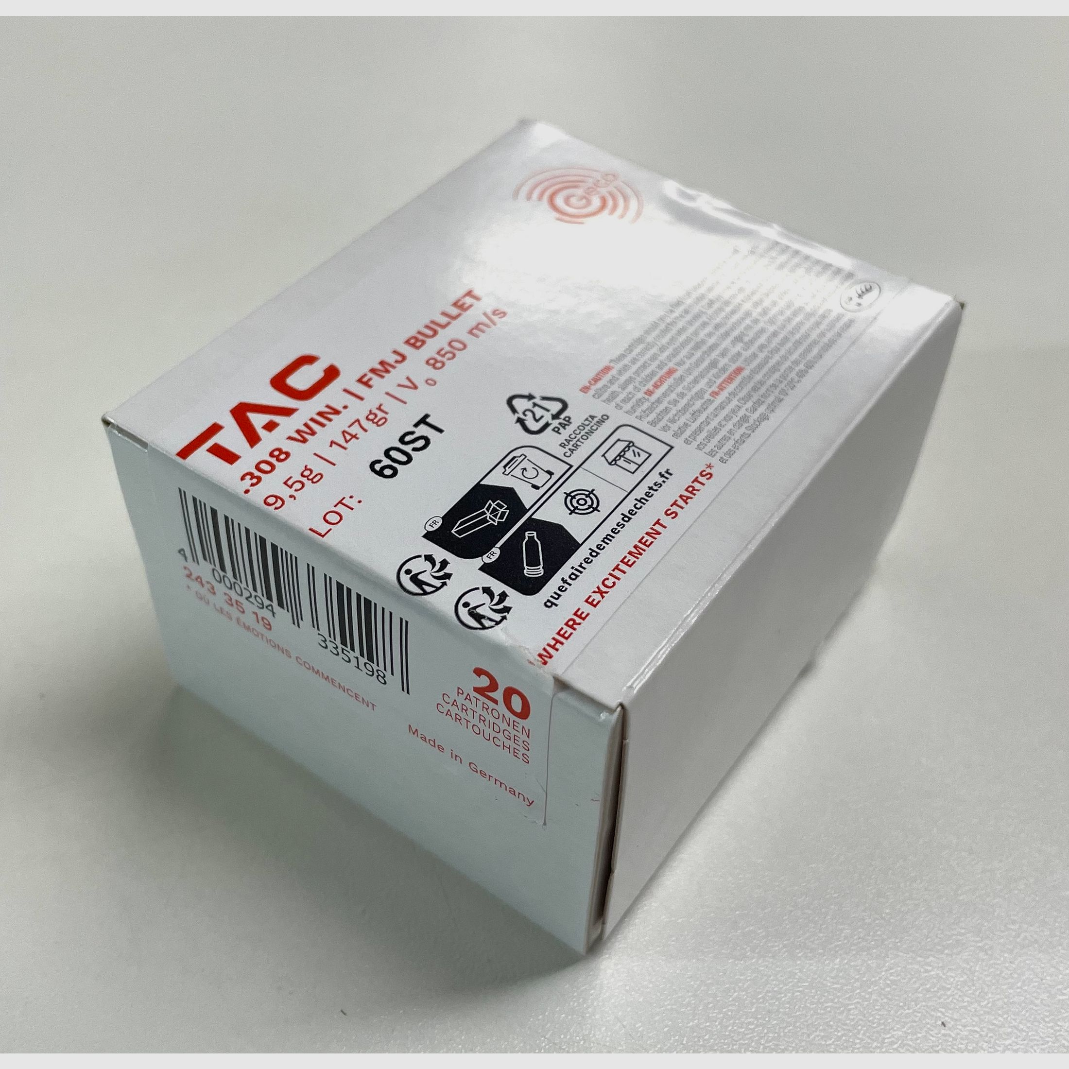 Geco 2433519 .308 Win. TAC FMJ 9,5g 147grs