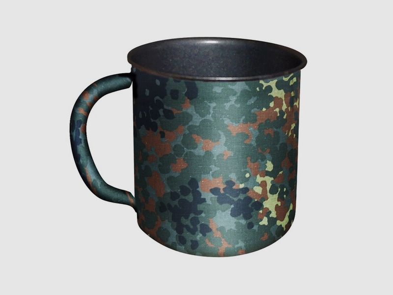 Feldbecher / Feldtasse 300 ml aus Metall mit Teflonbeschichtung - BW Flecktarn