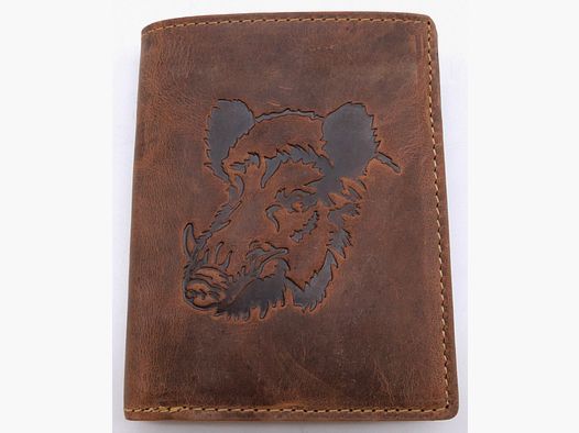 Greenburry Leder Geldbörse braun Vintage Animal Collection Wildschweinkopf 1701-Wild Boar-25