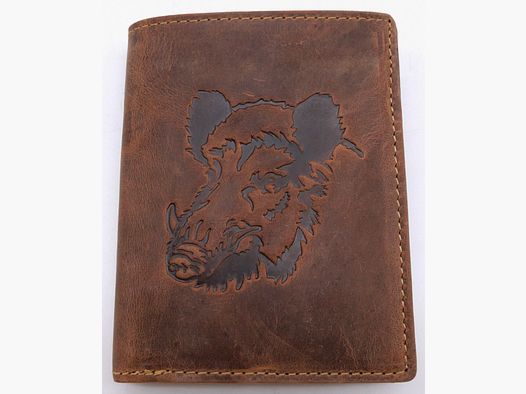 Portefeuille en cuir Greenburry marron Vintage Animal Collection tête de sanglier 1701-Wild Boar-25