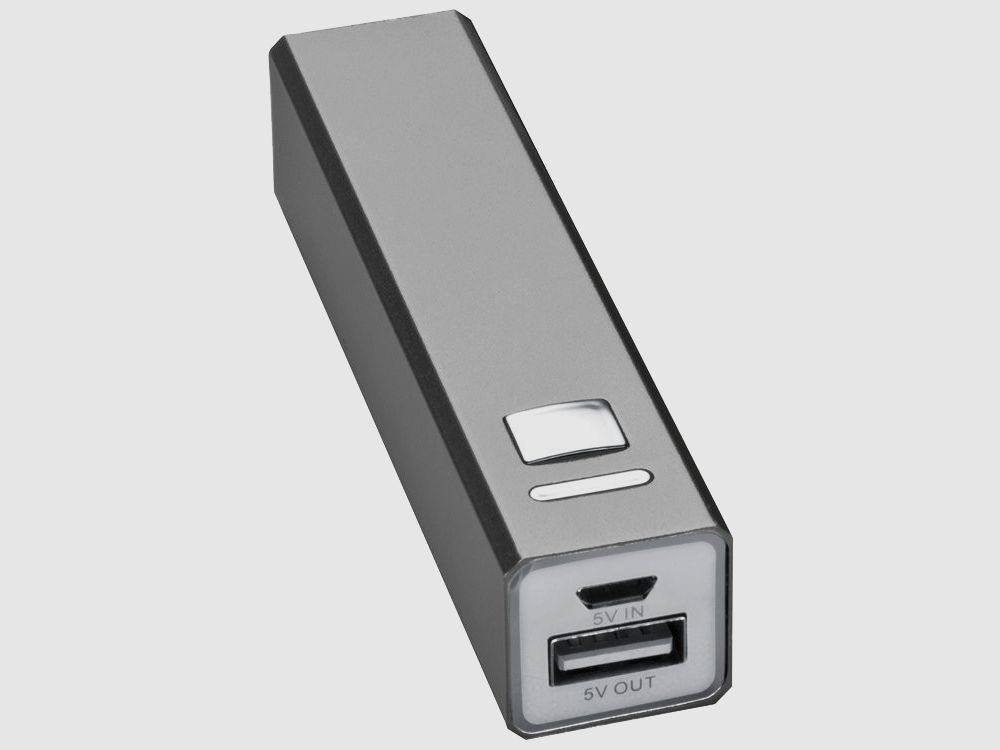 Powerbank Fritzmann 2200 mAh z metalu szarego, w tym kabel USB do ładowania 4302907