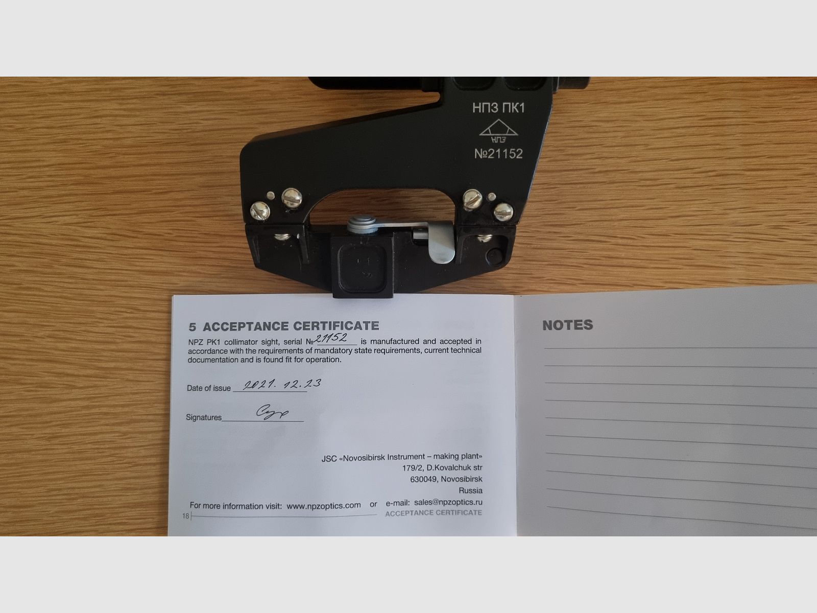 EXTREEM ZELDEN!!! PK-1 OBZOR (1P63) collimator / reflex sight voor AK - Kalasjnikov van NPZ, Rusland