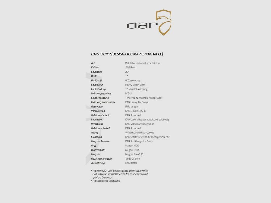 <DAR-10 DMR | FUCILE DA CECCHINO DESIGNATO | AR10 – 20″