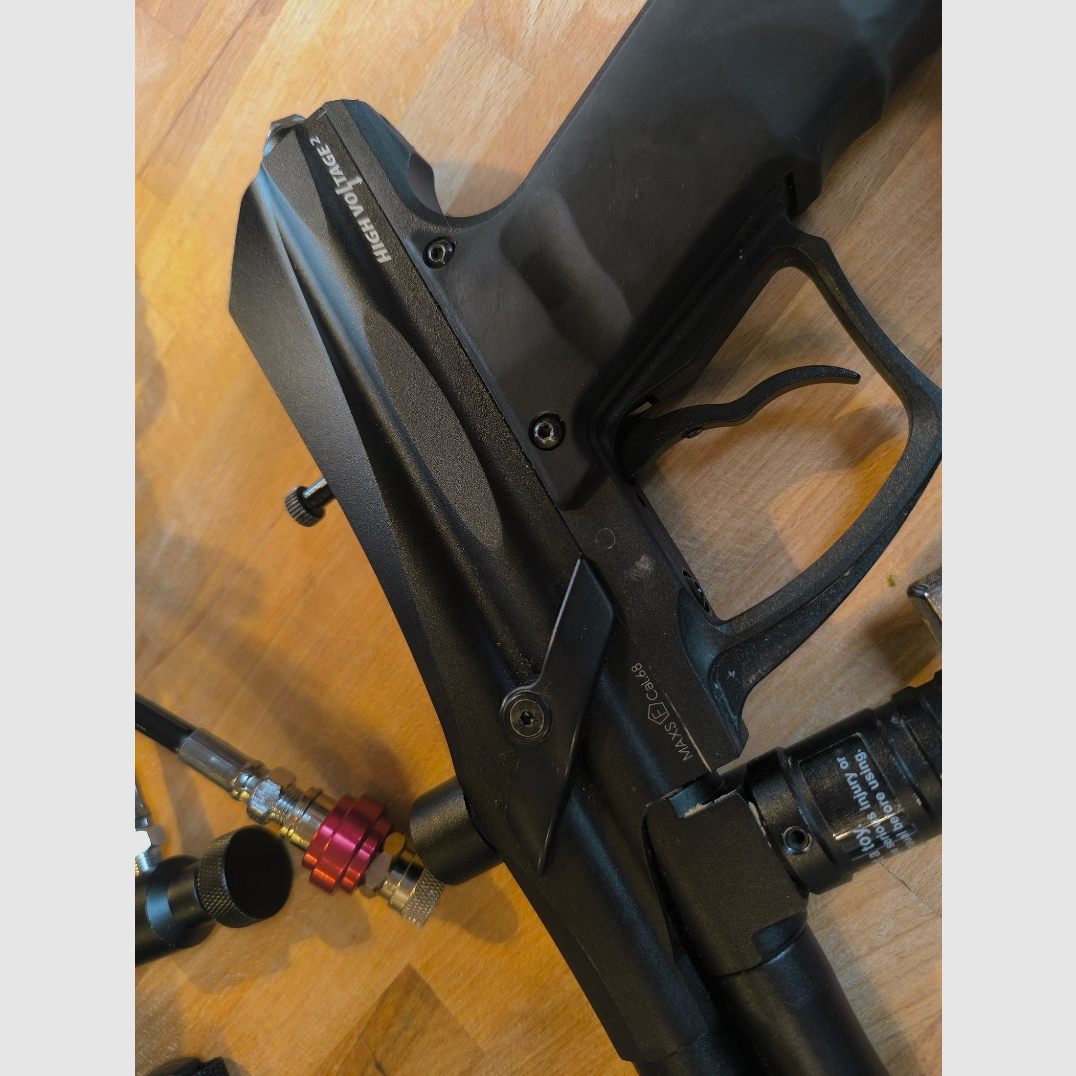 ZEN / MAXS High Voltage 2 Paintball complete set .68 – HP, hopper, NXe, mask (price is negotiable)