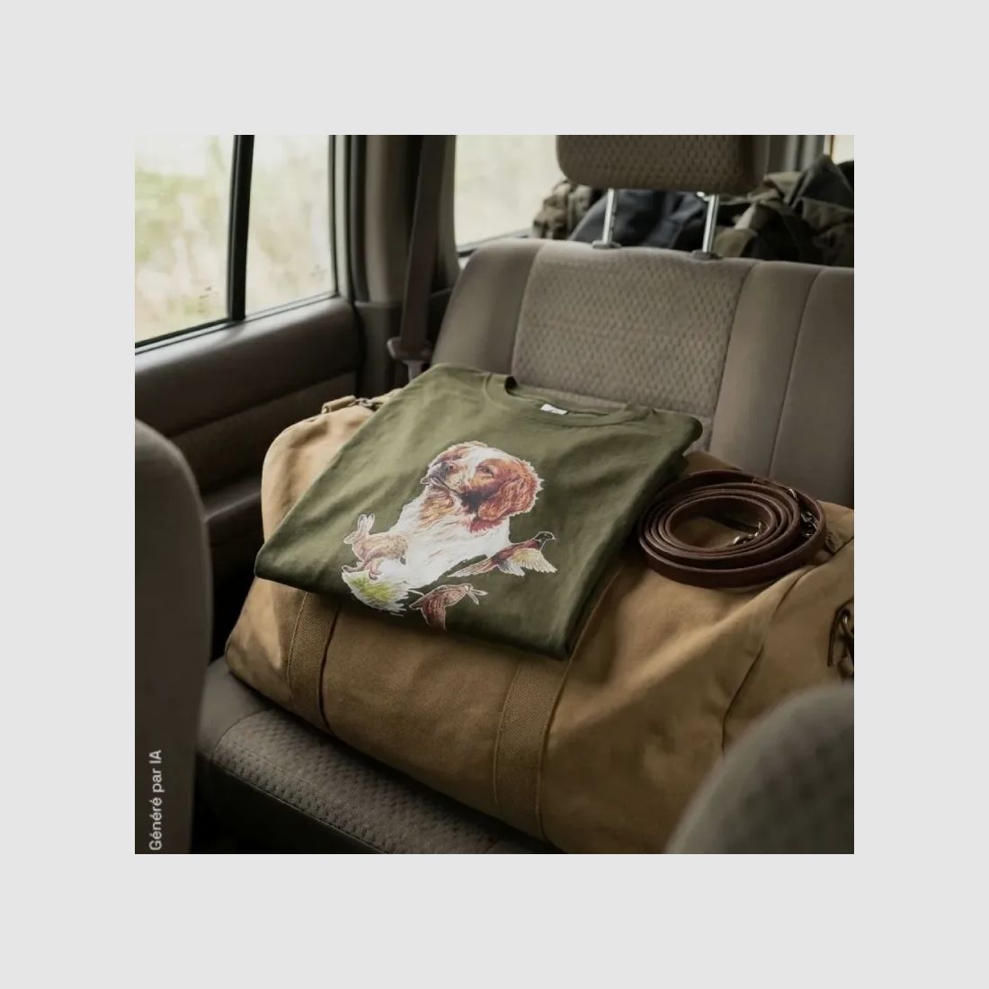 T-shirt Bartavel khaki spaniel motif cotton 190 g/m², image 11 of 14