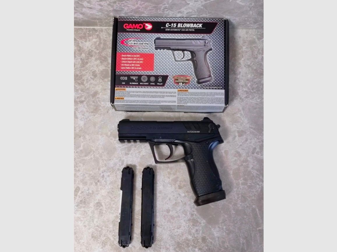 NEU Gamo C-15 Blowback CAL 4,5 schwarz CO2 Pistole