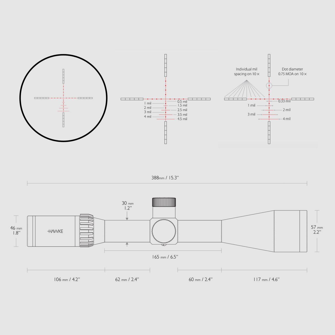 Zielfernrohr Hawke Airmax 30 WA SF 8-32x50 AMX IR Absehen 30 mm Tubus Seitenfokus