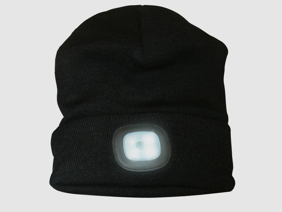 Strickmütze (Schwarz) mit 4 LED´s