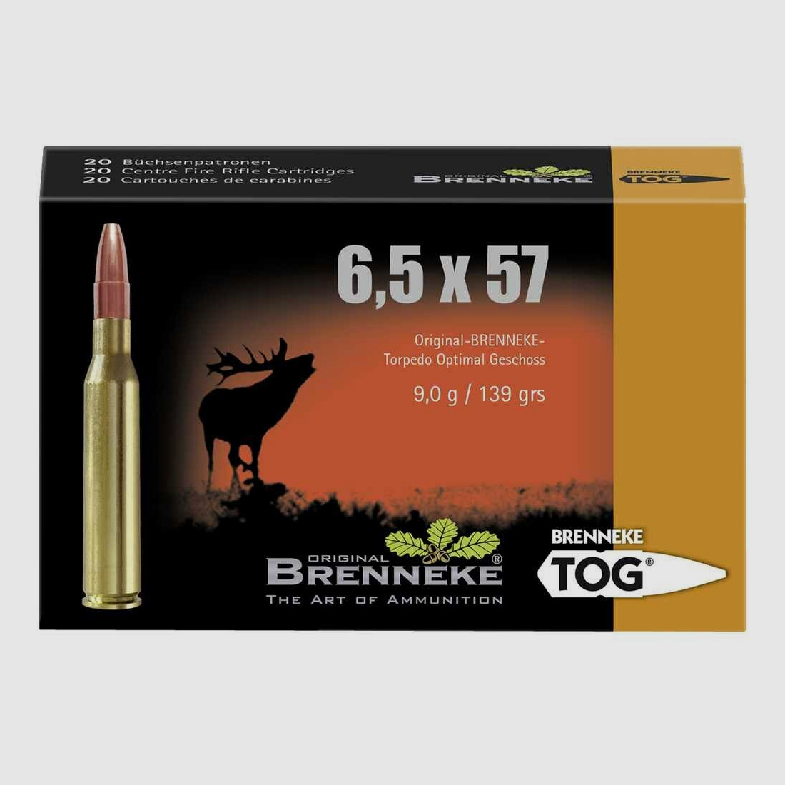 6,5x57 TOG 9,0g/139 grs. Brenneke