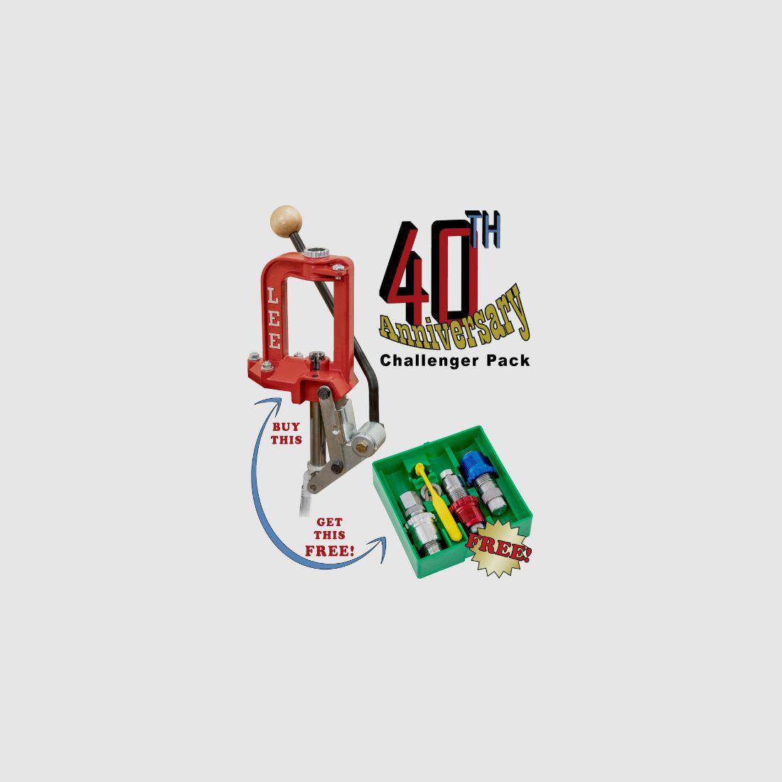 Lee Challenger 40th Anniversary Pack con set di 3 die in carburo Breech Lock .357 mag