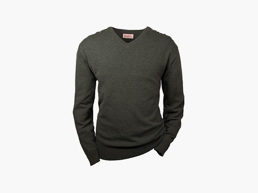 Pullover HUBERTUS in lambswool con scollo a V oliva