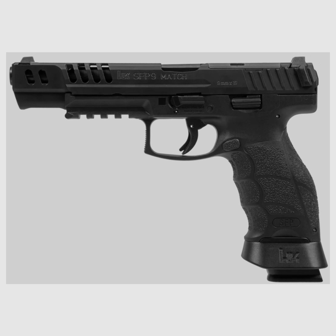 Pistolet Heckler & Koch SFP9-OR Match, calibre 9 mm Luger, éjection du chargeur par bouton-poussoir