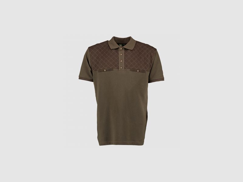 OS Trachten Herren Poloshirt Lederemblem