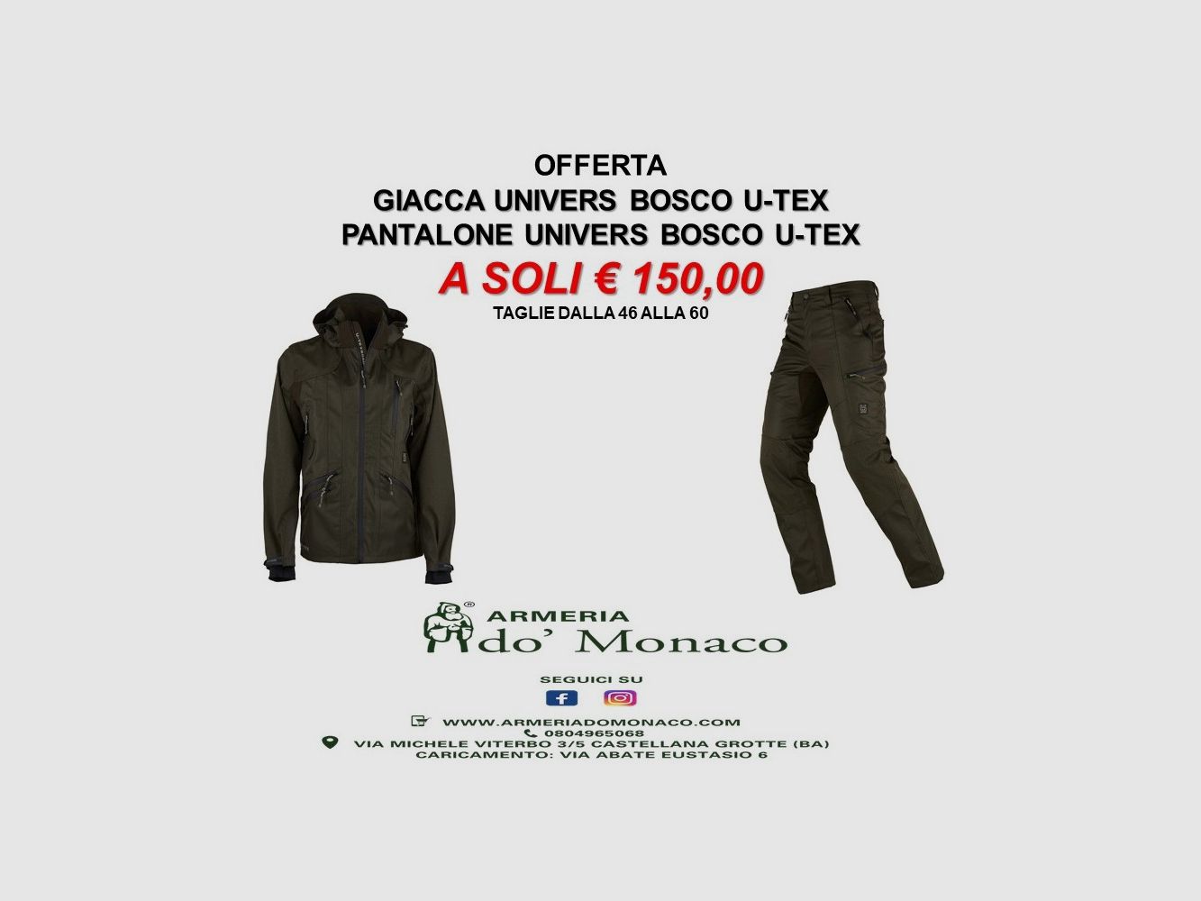 Univers pantalone e giacca bosco KIT
