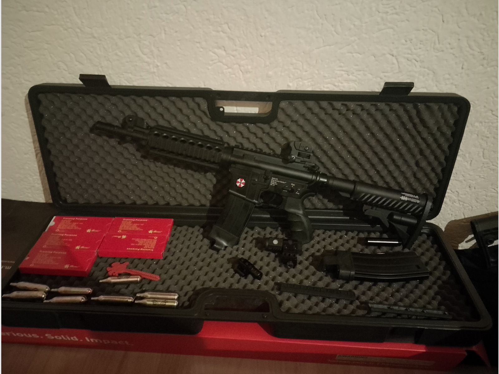 Real Action Marker Markierer R32 Ram 32R neuwertig ungeschossen .43 Sturmgewehr Hülsen Auswurf Koffer Set Sammlung 