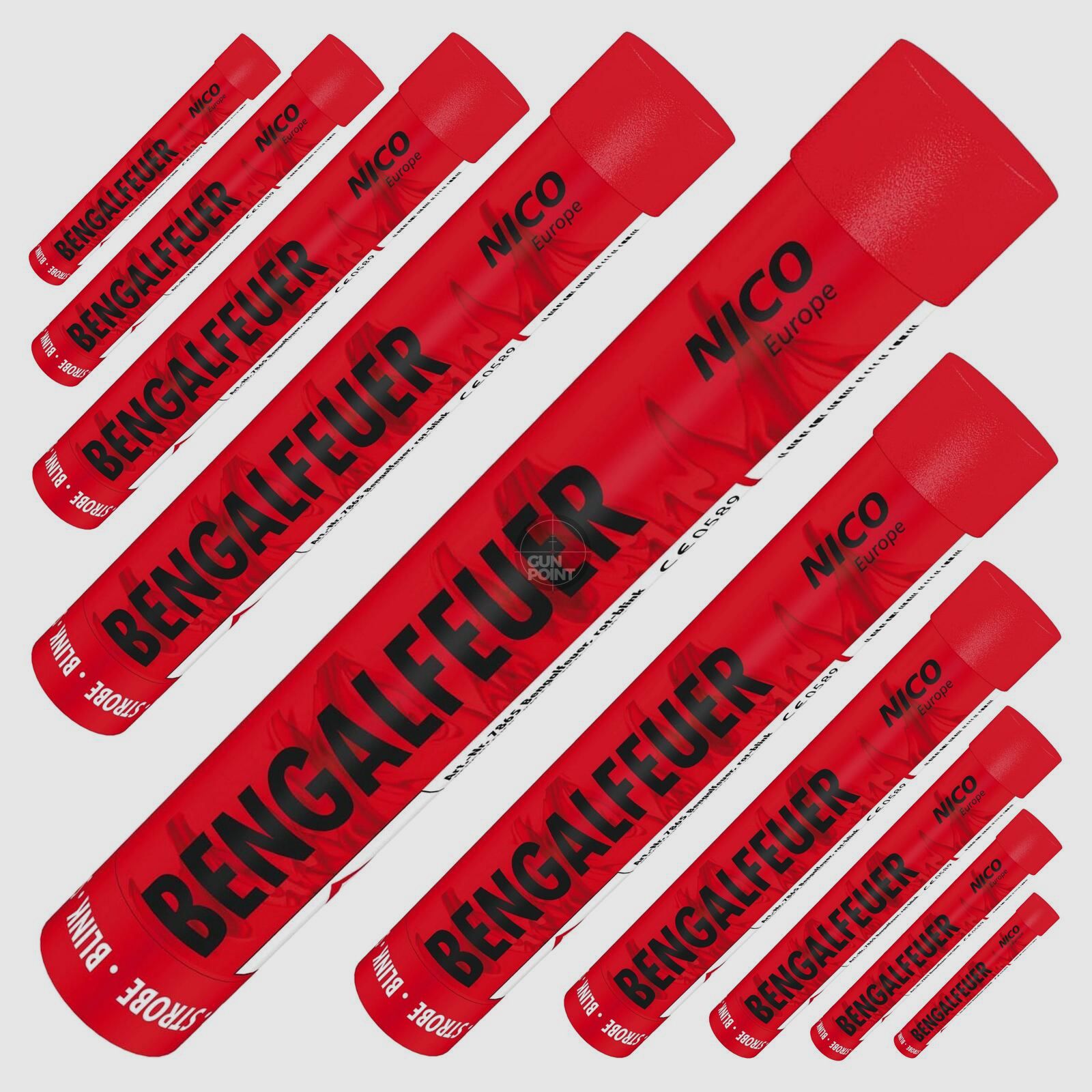 10er Pack Nico Pyro Bengalfeuer Rot - blinkend