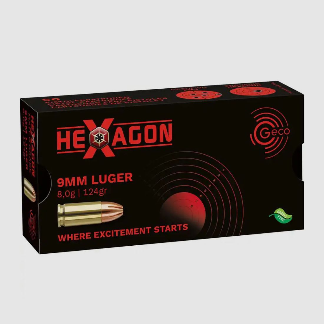 Geco 9mmLuger Hexagon SX 8,0g - 124gr