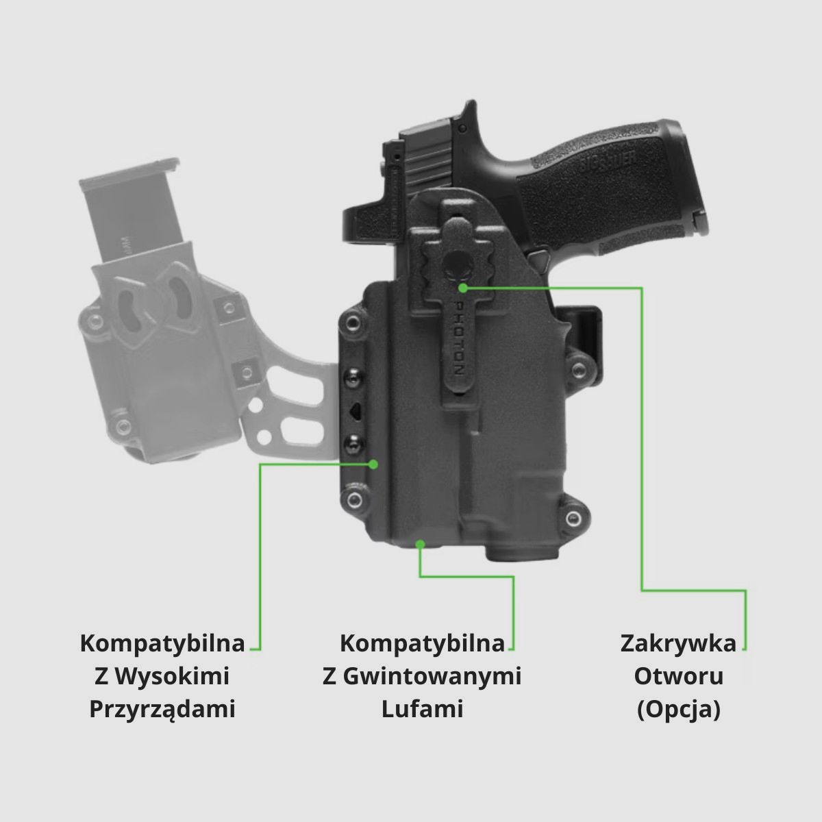Alien Gear Holsters - Kabura Photon - P365 / P365X / P365 SAS, IWB/OWB, z latarką - PHO-0900-L1-D, zdjęcie 3 z 5