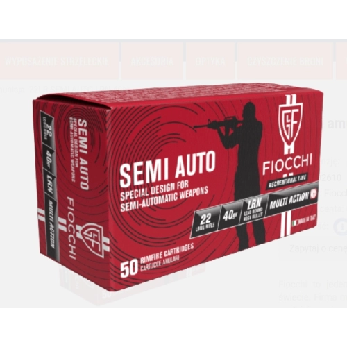 Munizioni Fiocchi .22LR per semiautomatiche 40 gr 6501003