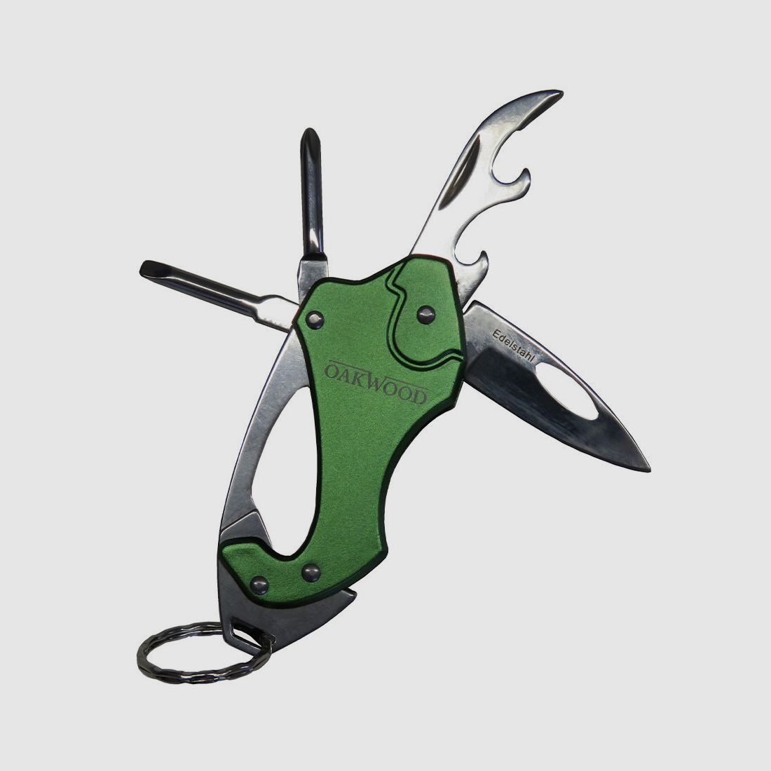 OAKWOOD Tactical Multifonction - Porte-clés 4en1 - Vert Métallique