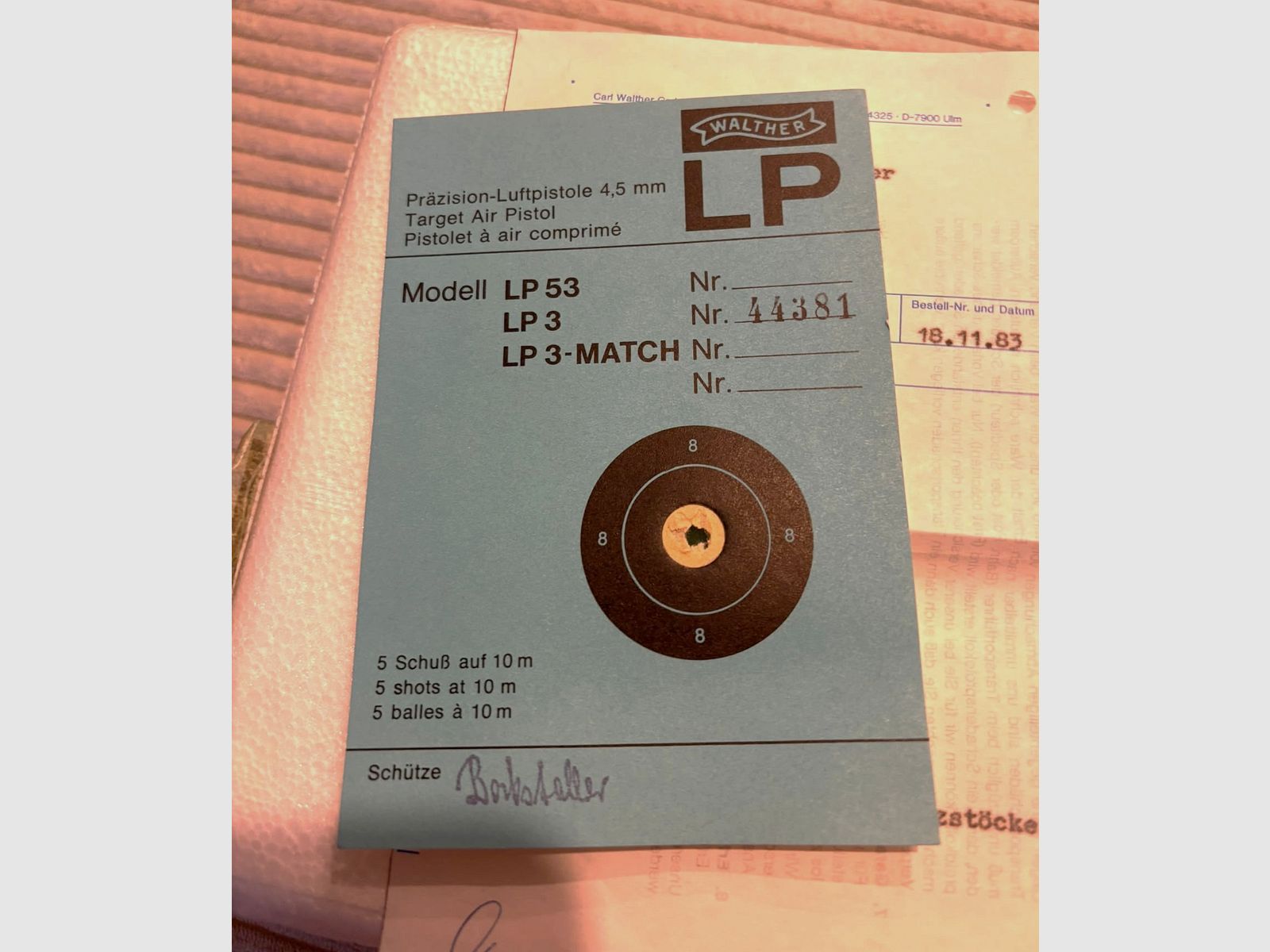 Walther LP3 aus 1983 nie geschossen !! Schaut aus wie aus dem Laden ECHTES Sammlerstück
