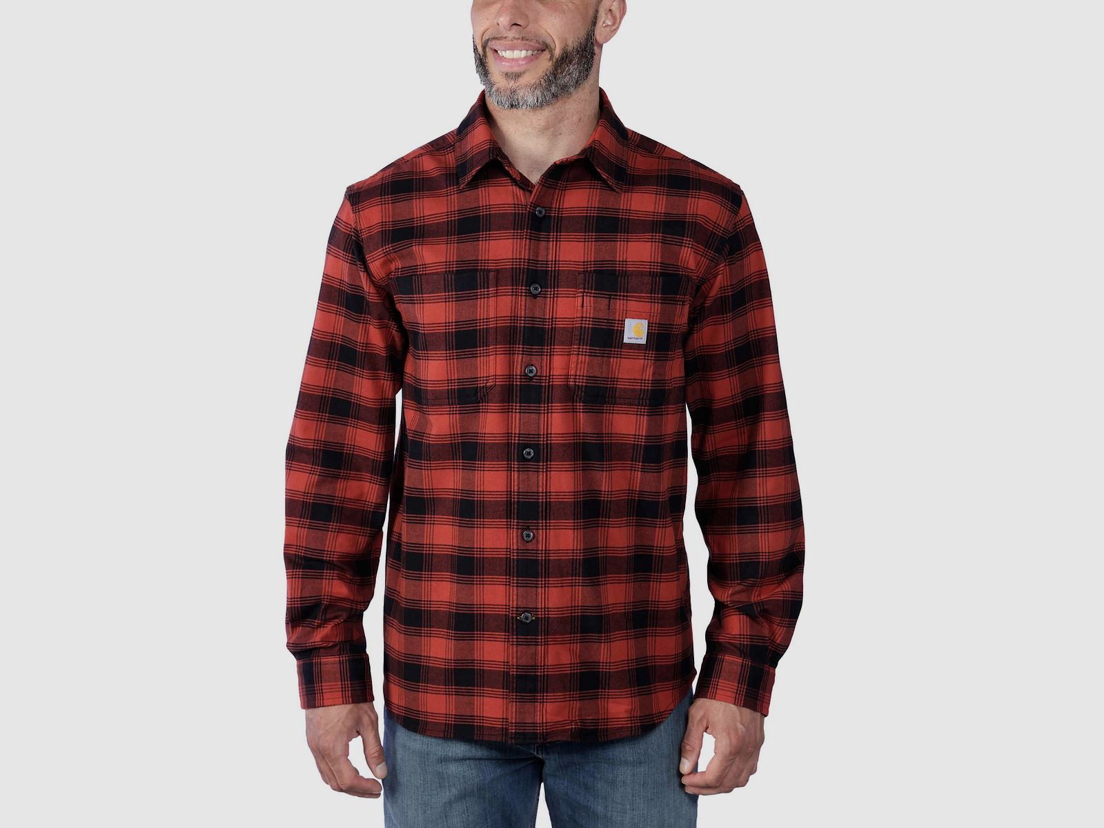 Carhartt Midweight Flannel Shirt Mens Red Ochre S