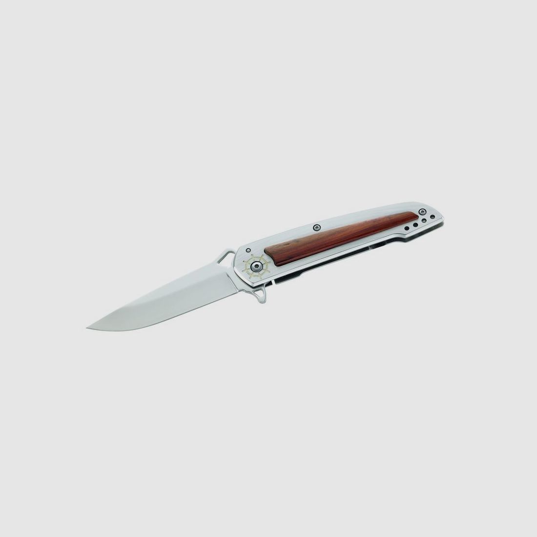 Einhandmesser Holzeinlage Edel Huali Clip