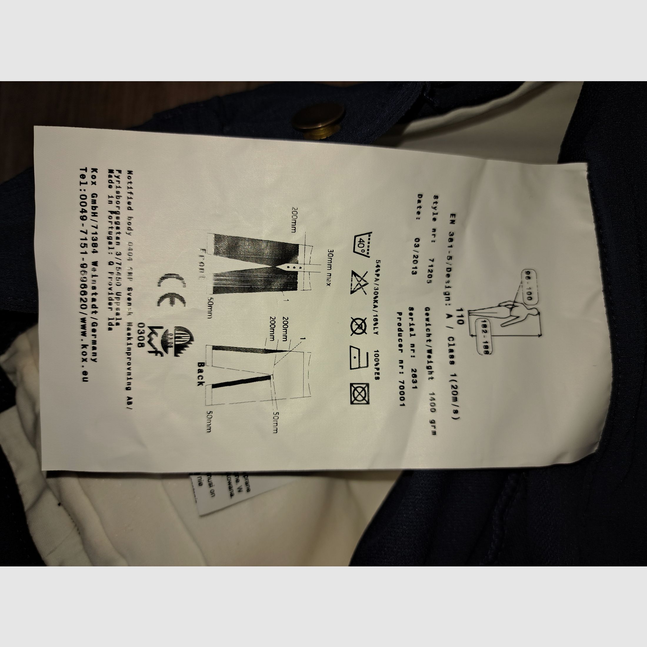Schnittschutzhose KOX- Stretch , Größe 110 ,  neu