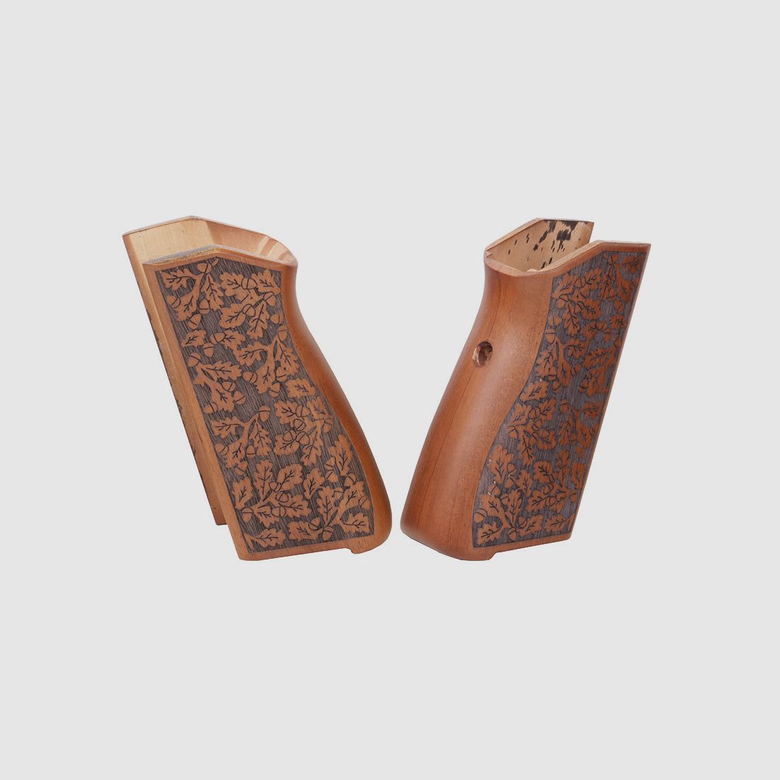 Holzgriffschale fĂĽr Schreckschuss Pistole Browning GPDA 8 und 9 (altes Modell) einteilig Eichenlaub