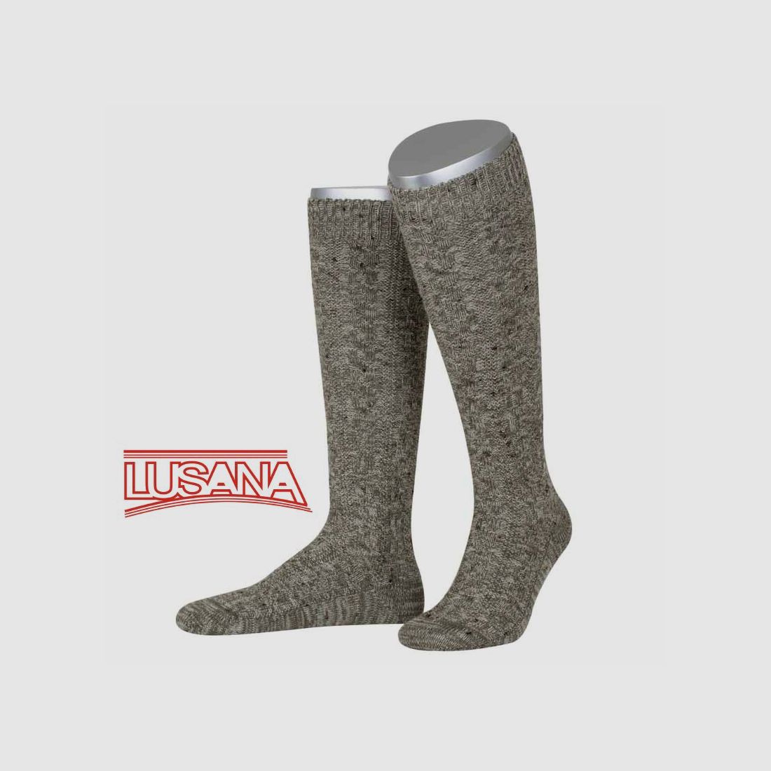 Lusana Trachtenkniestrumpf Loden Tweed Oliv Meliert (39)