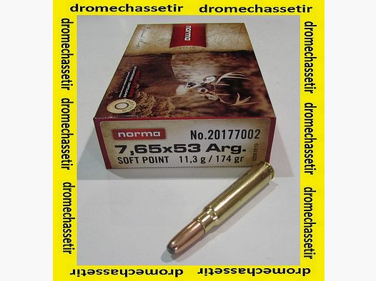 boite de 20 cartouches norma cal 7,65×53 argentin, 174 grains soft point