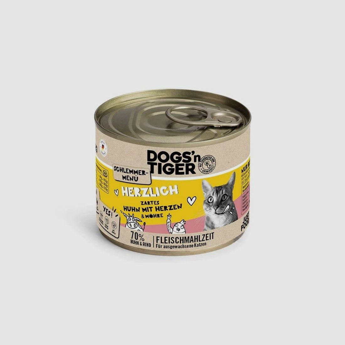 Dogs'n Tiger Katzen Nassfutter Herzlich Huhn & Rinderherzen 200 g