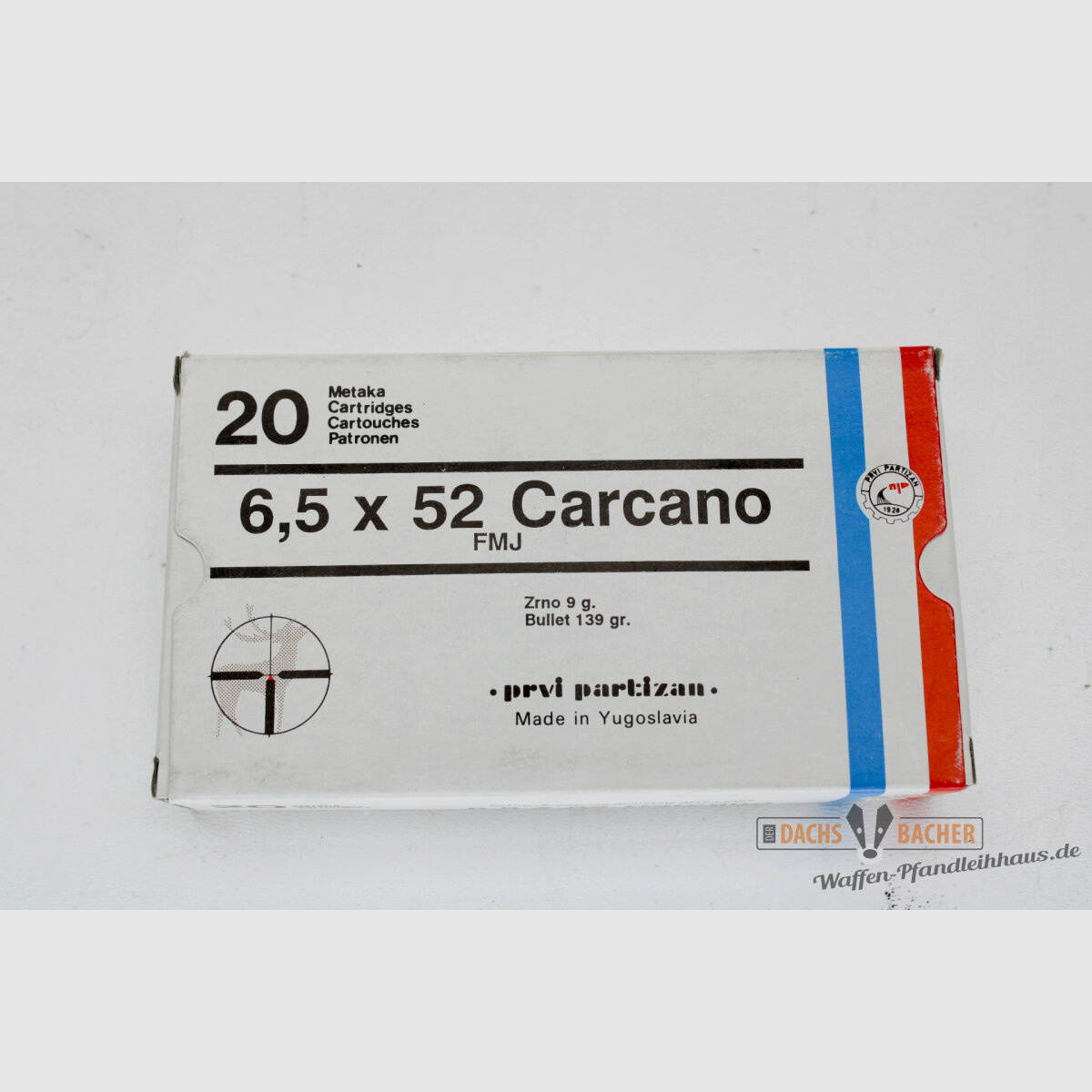 PPU Privi Partizan 6,5x52 Carcano 9,0g/139gr FMJ BT 20 Schuß alte Verpackung