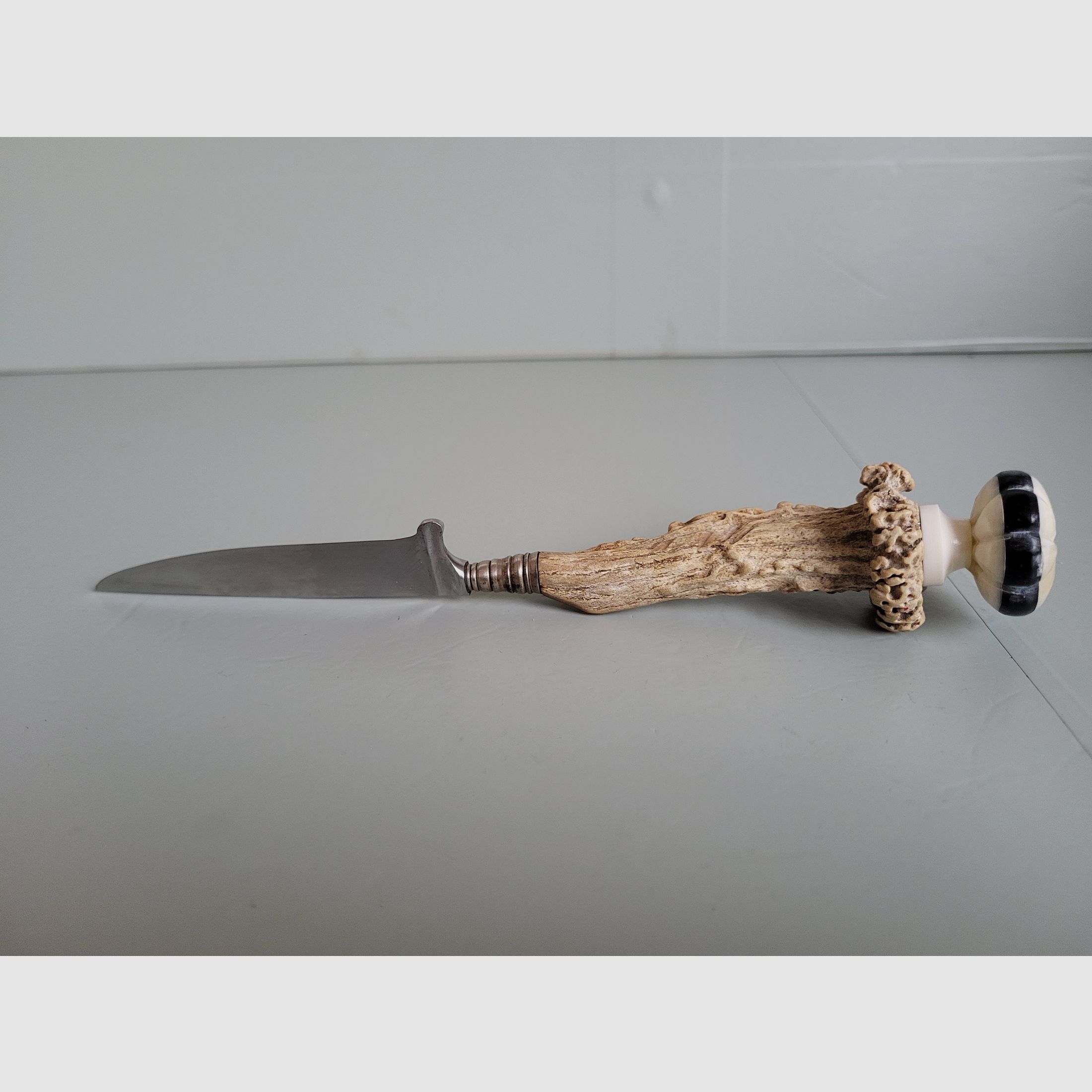 Cuchillo antiguo de caza. A. Küllenberg Solingen GR - años 1925 - empuñadura de asta de ciervo