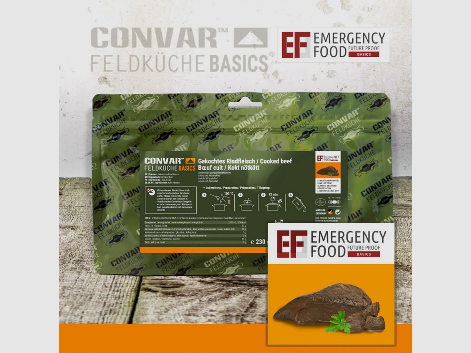 CONVAR Kuchnia Polowa CONVAR Kuchnia Polowa Podstawy Gotowana Wołowina 230 g