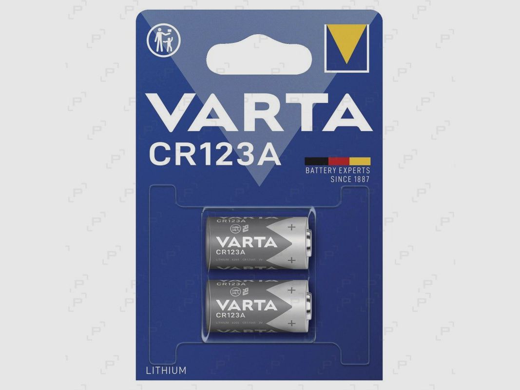 Blister mit 2 Lithiumbatterien VARTA CR123A 3V