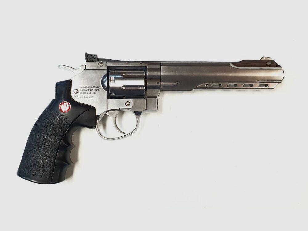 RUGER Airsoft CO₂ Ruger SuperHawk Chrome Finish, 6mm, Airsoft Revolver; F im Fünfeck - Defekt