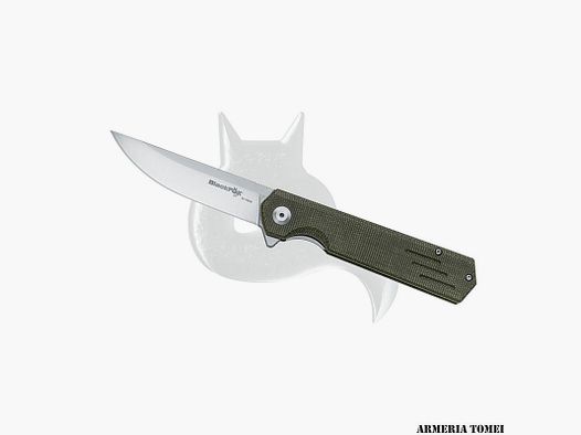 MESSER – FOX REVOLVER FALTMESSER D2 SATIN KLINGE OD GRÜN CANVAS MICARTA GRIFF