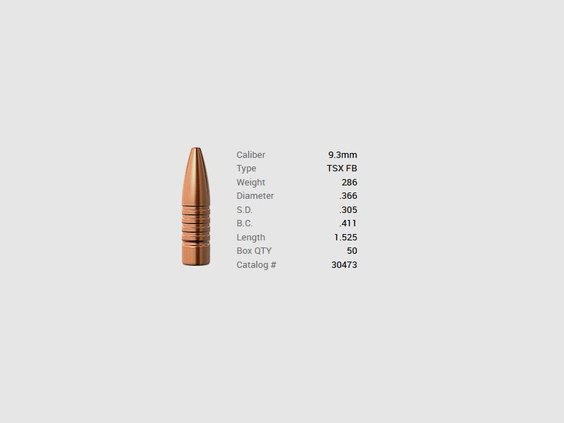 Barnes Geschoss 9,3mm/.366 286GR TSX HP FB 50 Stück