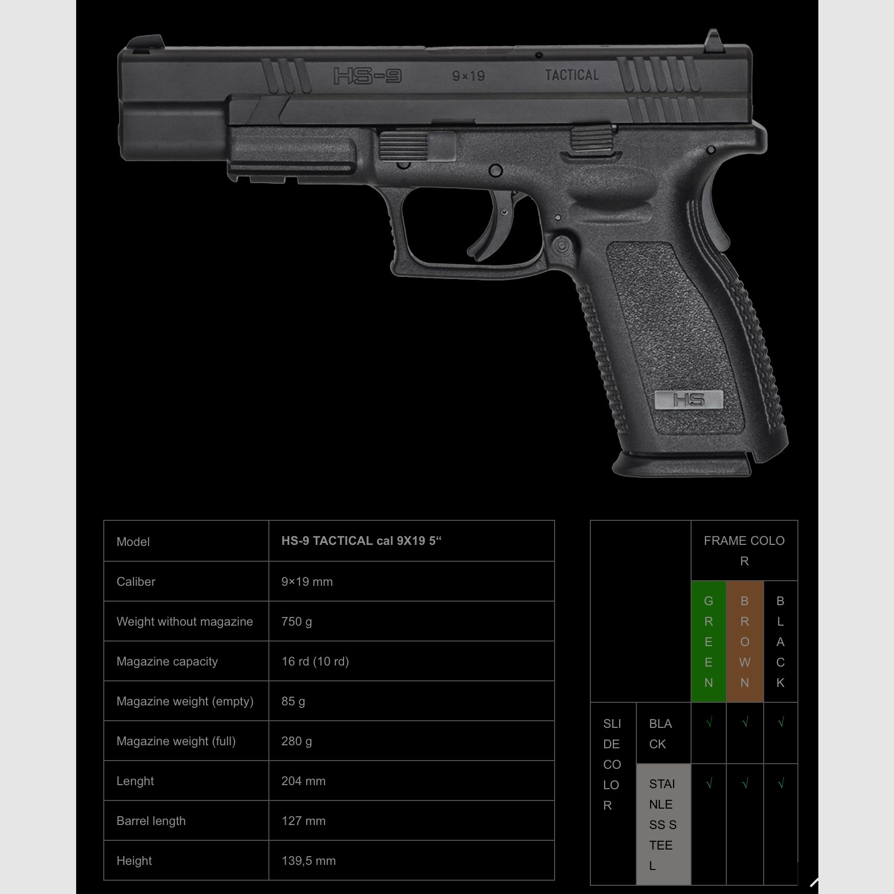 HS PRODUCT / SEMIAUTO PISTOL / ALL MODELS, image 4 of 13