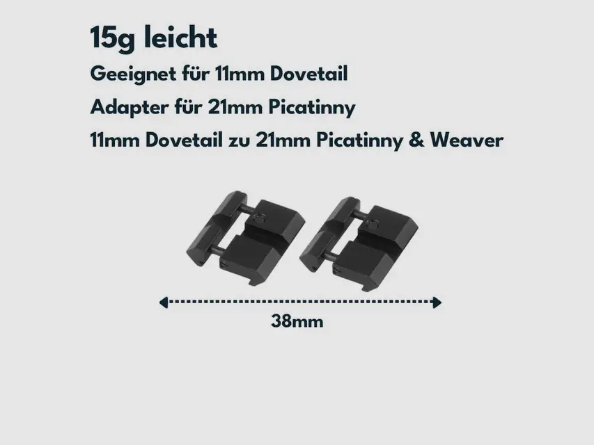 Vector Optics SCRA-06B Adapter z 11mm Dovetail na 21mm Weaver, l=38mm (2szt), zdjęcie 2 z 3