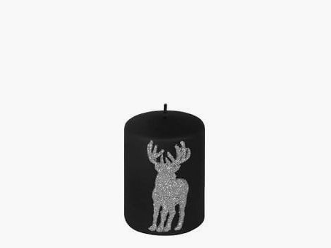 Kaheku Jona bougie cylindrique cerf noir-argent.