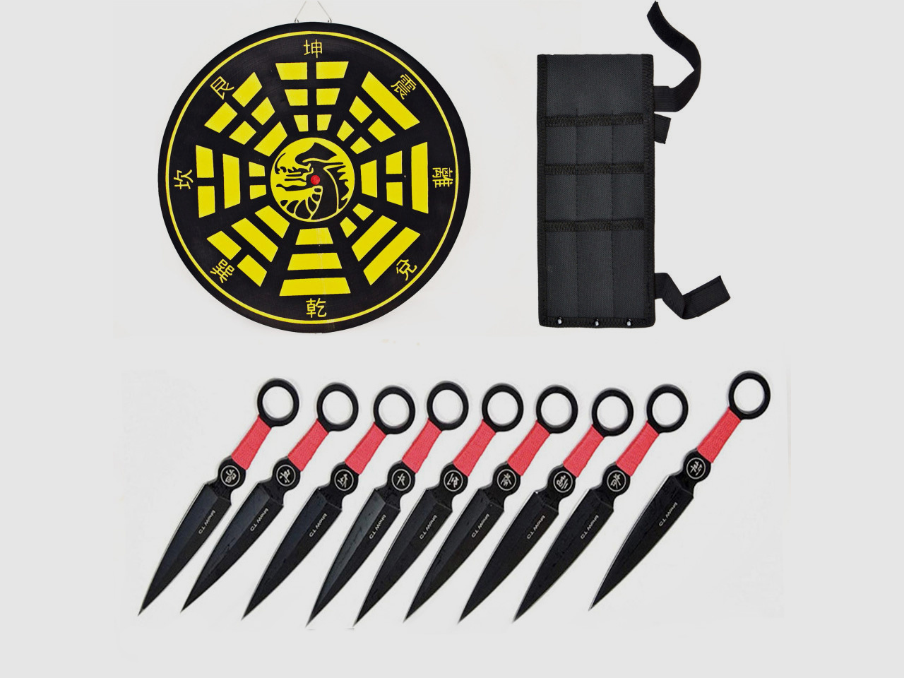 Set di coltelli da lancio Kunai da 9 pezzi con fodero
