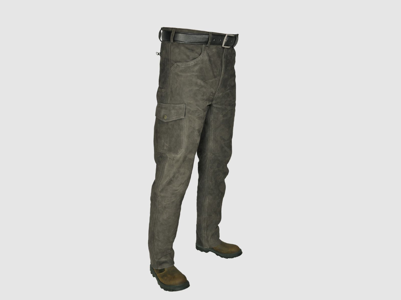 Hubertus Lederhose Trapper Dunkel Oliv