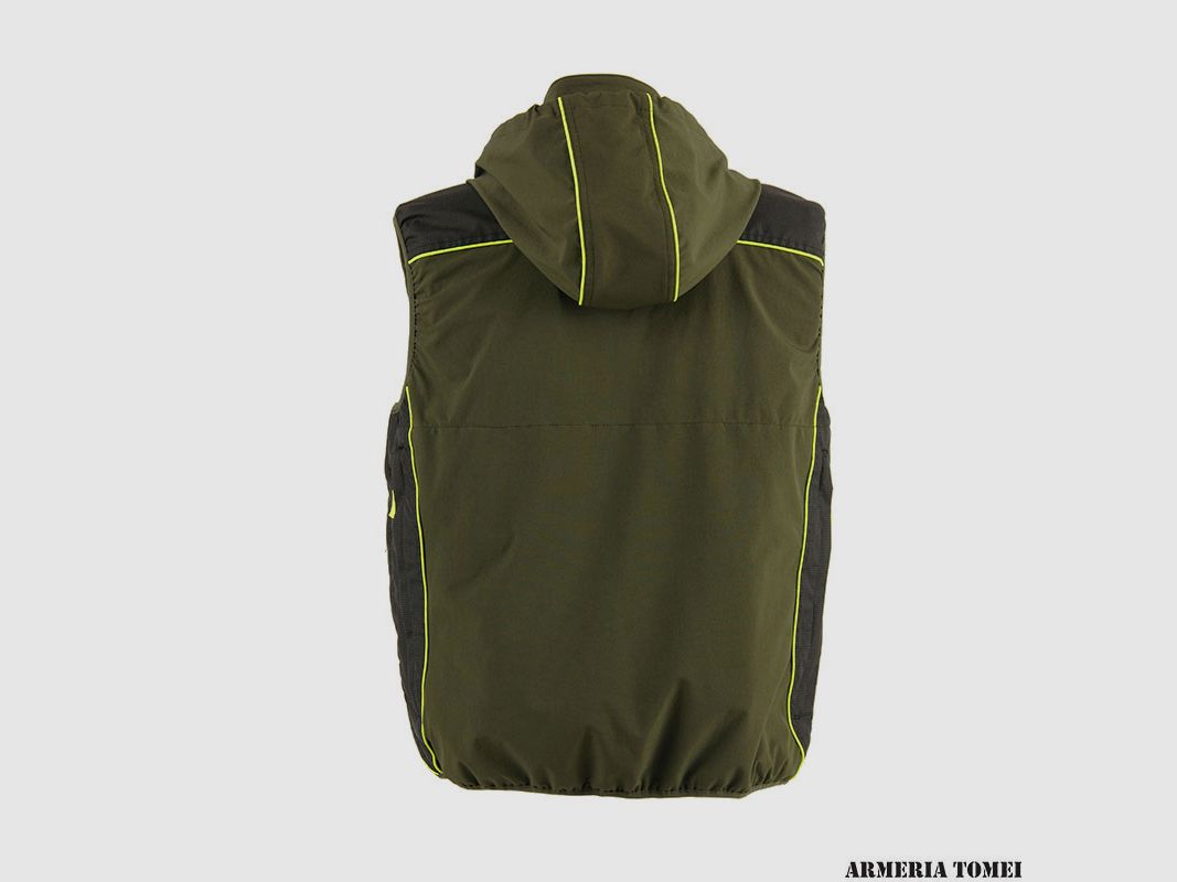 GILET – RS HUNTING – LV950 GRÜN MIT GELBEM FLUORESZIERENDEN EINSÄTZEN UND KAPUZE, Bild 3 von 3