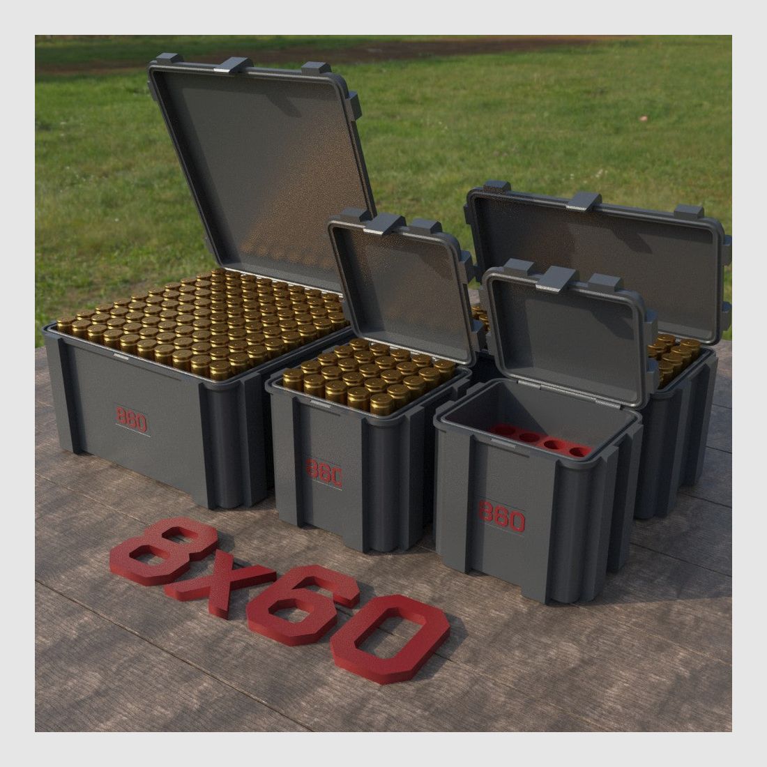 Filamelt Munitionsbox / Ammo Box 8x60 – Patronenbox ‘Klappdeckel’ – 20 / 25 / 50 / 100 Runden